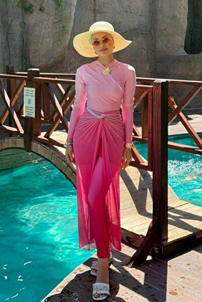 Hazamoda Burkin 4-Piece Swimsuit Set Pink