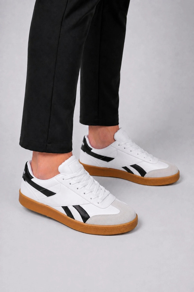 HT HOTİN Jetta Men's Casual Sneaker Rubber Sole - White-Black-Tan