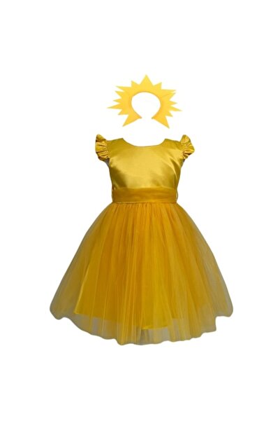 Funny Party Team Costum de soare pentru fete, rochie și bentiță, 9-10 ani, Ec...