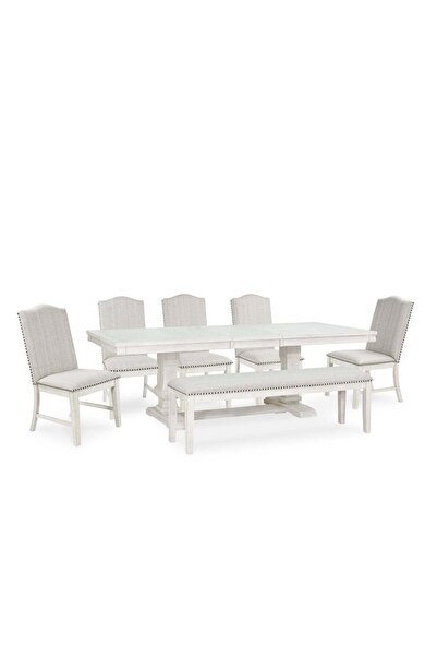 Ashley Furniture طقم طعام هيستيجان مع 8 كراسي