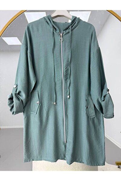 VOLT CLOTHİNG Hooded Cap with Zipper and Sleeve Epaulet Detail