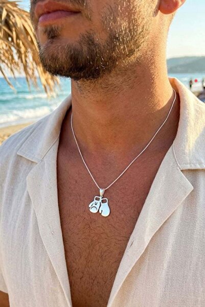 OSESHOP Boks eldiveni figürlü 925 ayar Gümüş Tasarım kolye ucu