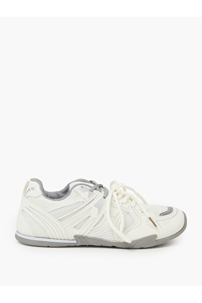 Styli White Contrast Sole Lace Up Sneakers with Pull Tab