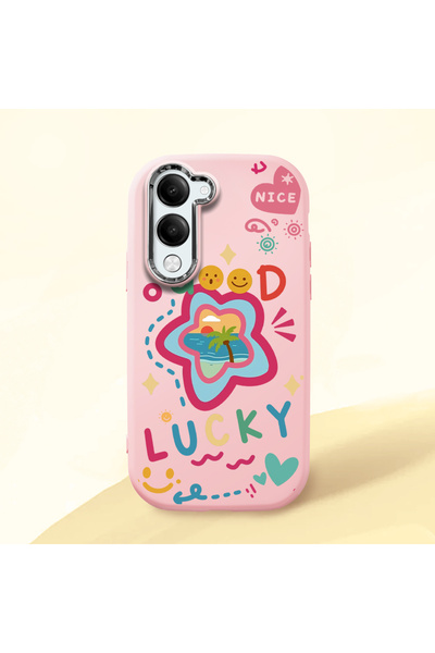 Hontinga Vivo Y29S Compatible Case Camera Protector Pink Silicone Couple Phon...