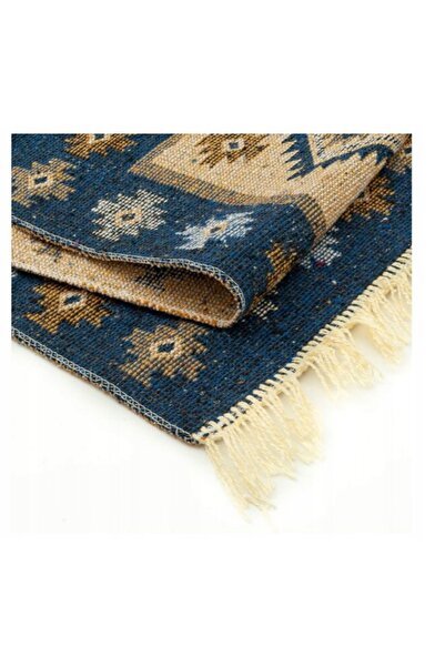 NO BRAND Covor kilim țesut, cu model față-verso, 80x150cm, cu ciucuri