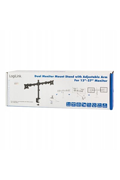 LogiLink Suport de birou pentru 2 monitoare 13-27 inch, VESA dublu, pivotant