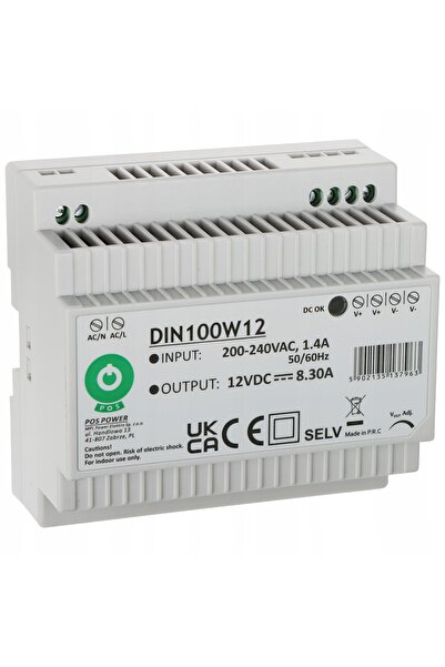 NO BRAND Sursă de alimentare cu impulsuri 12 V CC 8.3 A 100 W, montabilă pe ș...