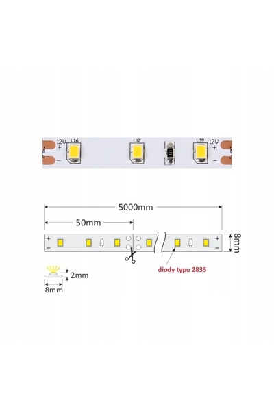NO BRAND Bandă LED pentru iluminat mobilier (50m) alb NEUTRAL 11W/m 2835 IP20