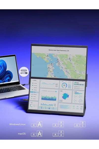 jsaux FlipGo 15.6" Monitor Portabil Dual Extensor de Ecran M2113
