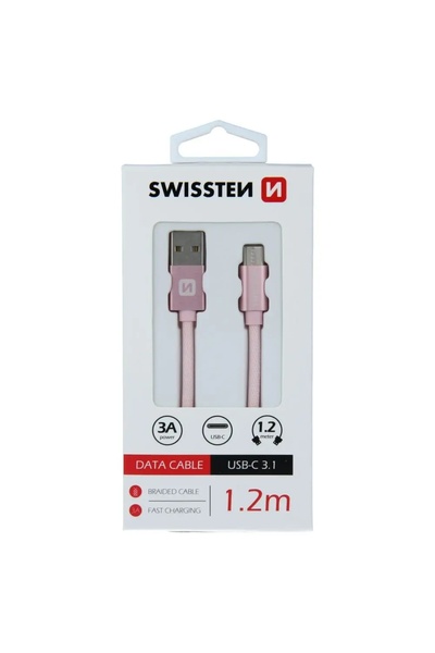 NO BRAND SWISSTEN Cablu de încărcare pentru telefon USB-C, 1,2 m, 3 A, ecrana...