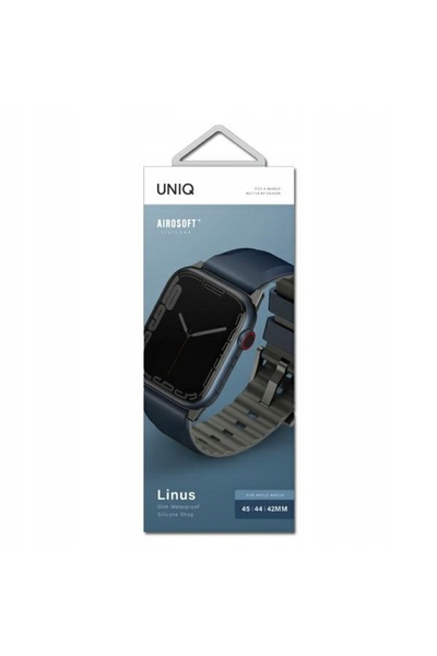 uniq Curea Linus Apple Watch Series 42/44/45mm Airosoft Silicon albastru