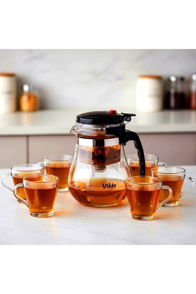 NO BRAND Ceainic cu filtru pentru infuzarea ceaiurilor din plante, 1,15 L + p...