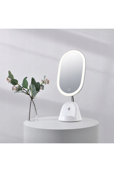 NO BRAND Oglindă de machiaj iluminată cu mărire + Încărcător Qi