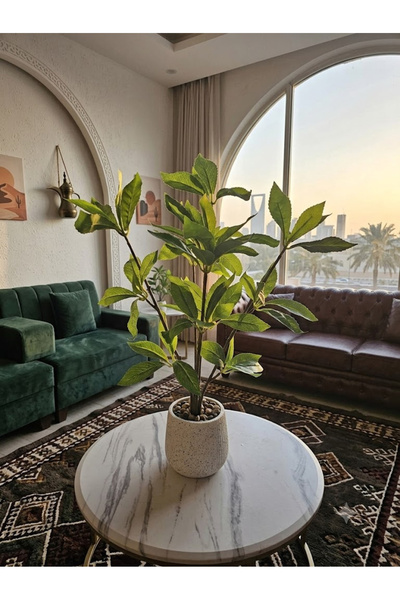 Arma Artificial Green Plant in White Pot for Interior Decoration 45 cm