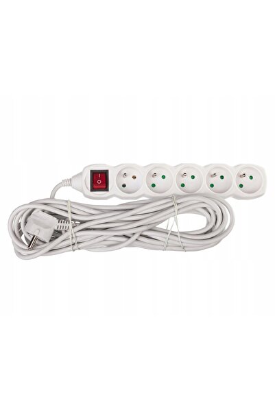Emoshayoga Prelungitor 10m 5 prize cu întrerupător alb PVC 1mm² EMOS P1510