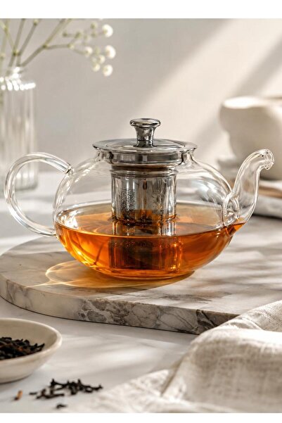 ALBETTO Borosilicate Glass Single Teapot with Strainer 600ml Dem104
