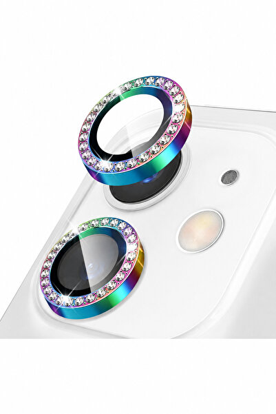 CaseHub iPhone 11 & 12/12 Mini Taşlı Kamera Lens Koruyucu 9H Sertlik Çizilmey...