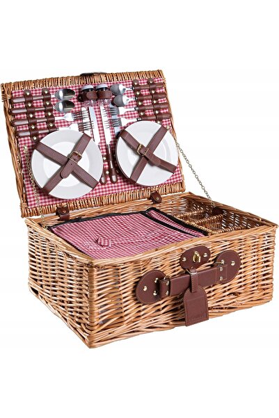 NO BRAND COȘ DE PICNIC DIN RAPĂNĂȚI ÎMPĂRȚIAȚI + SET PENTRU 4 PERSOANE + COMP...