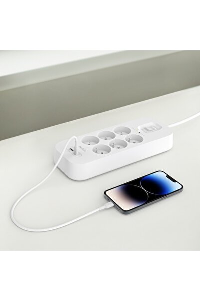 NO BRAND Protector de supratensiune 650J, Belkin Surge, USB-C / USB-A / 6x AC...