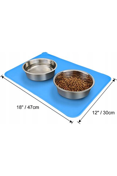 NO BRAND Covoraș de silicon pentru hrănirea animalelor 47 x 30 cm ALBASTRU IM...