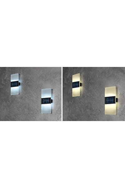 NO BRAND 2x Lampă de perete solară pentru grădină și terasă, LED acrilic, IP6...