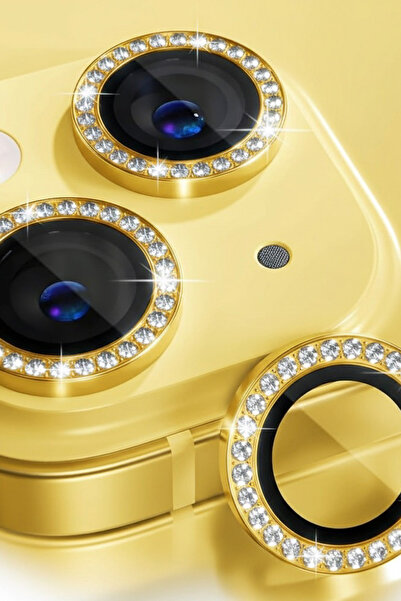 İPhone 13 - 13 Mını Uyumlu Taşlı Kamera Lens Koruyucu