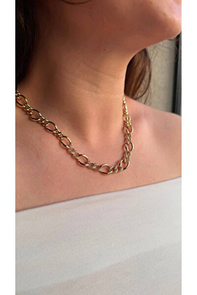 Generic Brand Luxury Oval Stone Detailed Gourmet Necklace