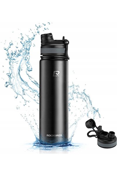 ROCKBROS Sticlă sport termoizolantă cu duză tip termos și pai 003 1000ml BK