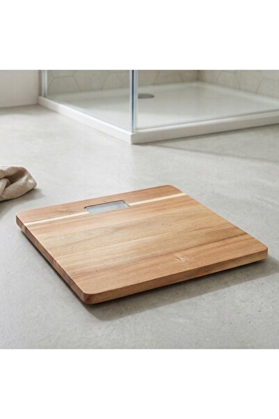 Bathroom Solutions Cântar de baie din lemn natural de salcâm 30 x 30 x 3.2 cm...