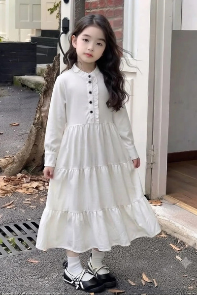 Minigimin Cicileri فستان صيفي محتشم للفتيات - أبيض