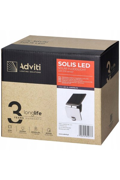 Adviti Lampă LED solară de exterior pentru grădină cu senzor de mișcare, acti...