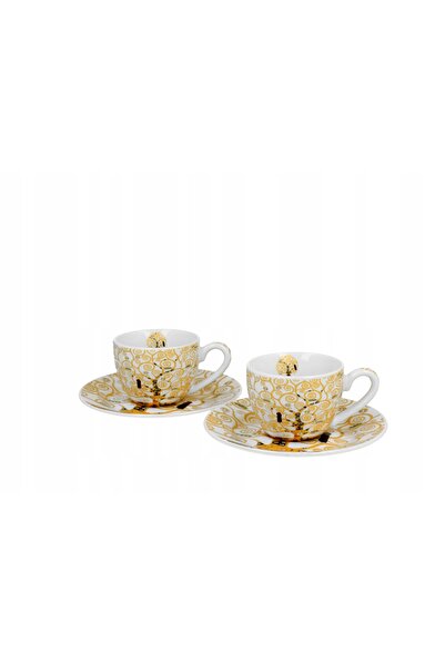 Duo 2x Ceașcă de espresso elegantă Klimt Ecru Arborele Vieții 90ml, ambalată ...