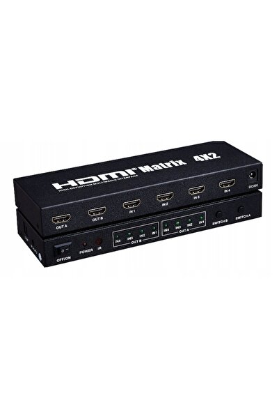 NO BRAND Comutator HDMI Matrix 4x2 4K HDCP Splitter Toslink Jack + Telecomand...