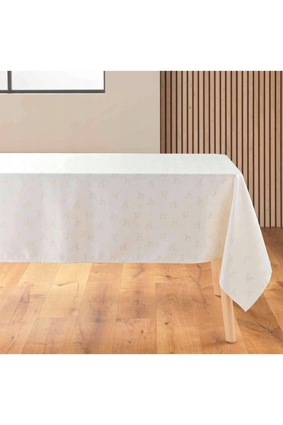 Douceur D'INTERIEUR Față de masă jacard bej cu fir decorativ auriu 140 x 250 cm