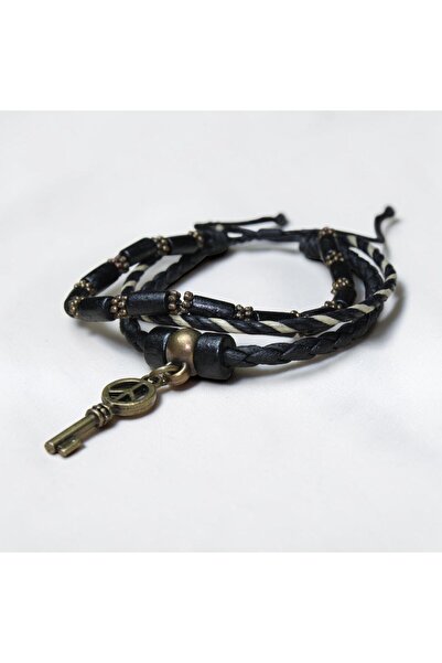 DEHNA Handmade Unisex Bracelet with Vintage Key Figure |   Multi-Layered Leat...