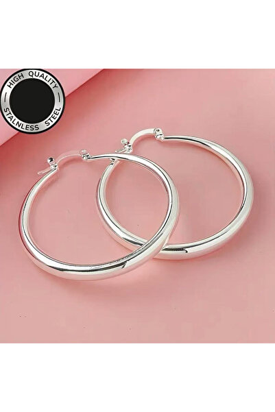 Choice 40mm 925 Sterling Silver Polished Circle Earrings Fashion Women Charm ...