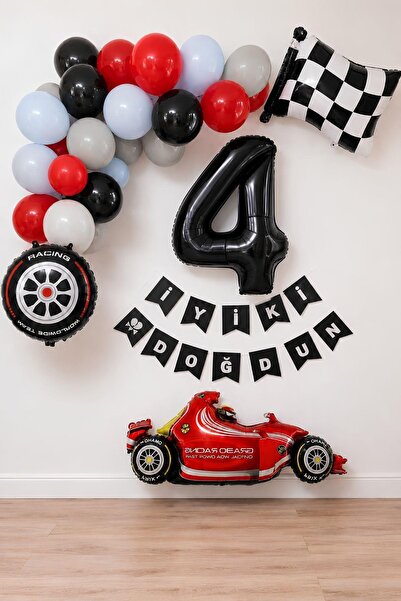 Patladı Gitti 4-Year-Old Race Car Themed Birthday Party Celebration Balloon S...