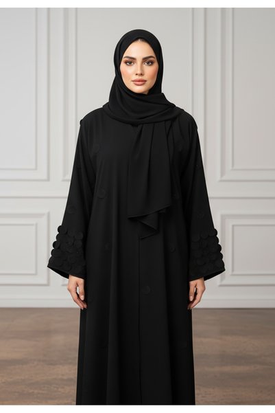 Nukhbaa Raised Circle Textured Abaya | Nida Fabric