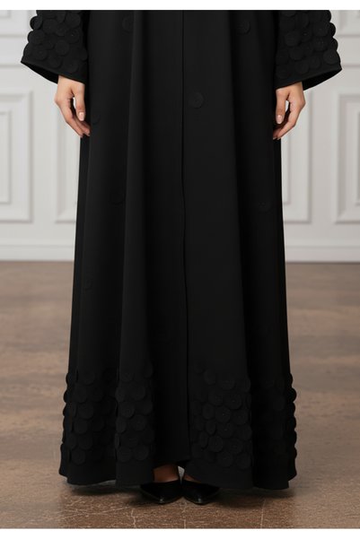 Nukhbaa Raised Circle Textured Abaya | Nida Fabric