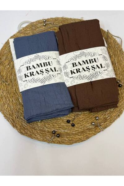 MELİSA AVM 2 Pieces of Bamboo Kraf Shawl with Sewn Edges