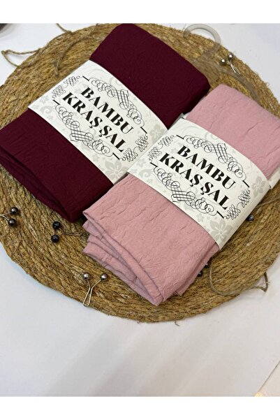 MELİSA AVM 2 Pieces of Bamboo Kraf Shawl with Sewn Edges