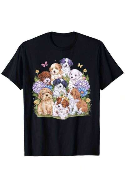 NOURAM Cottagecore Cute Puppy Flower Butterfly Graphic Dog Lover T-Shirt, Com...