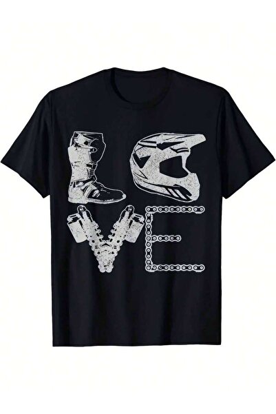 21JNRY Men's-Shirt With Bike And Off-Road Motorcycle Print Casual Crew Neck S...
