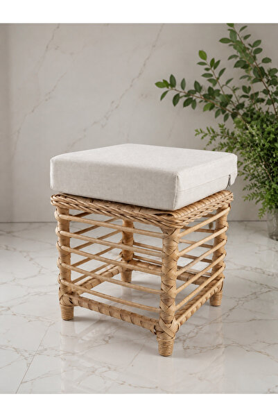 LAVİLLA GARDEN “Bambu Model Rattan Örgü Puf – Bahçe Balkon Pufu”