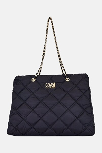 Cavalli Class Women Brand Logo Shopper Bag, Black