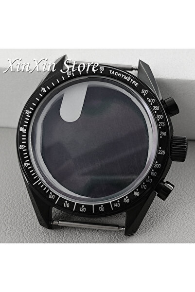 Choice7 Black Bezel B Black Bezel 39.7mm Watch Case Moonswatch Metal Case Chr...