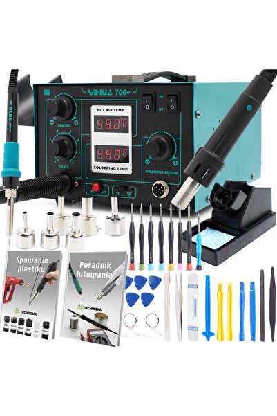 TECHREBAL STAȚIE DE LIPIT 706+ CU AER CALD, FIER DE LIPIT, KIT DE REPARAȚII I...