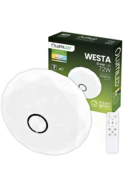 Lumiled Plafonieră LED rotundă WESTA 72W CCT Alb, montată la suprafață, 50cm ...