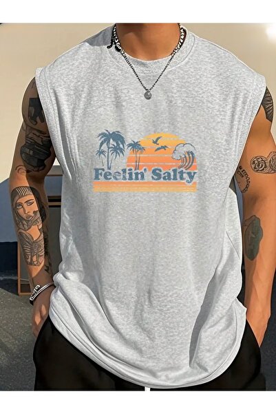 FUFLUNS Feeli̇n Salty Printed Men's Regular Fit Crew Neck Sports Sleeveless T...