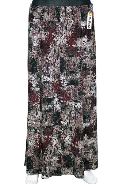 HESNA Women's Ecem Battal Size 8 Piece Elastic Black Skirt D65